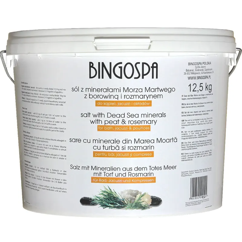 Sól z minerałami Morza Martwego z borowiną i rozmarynem 12,5 kg BINGOSPA