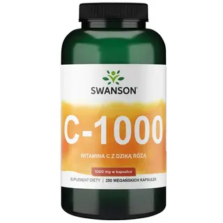 SWANSON WITAMINA C 1000 Z DZIKĄ RÓŻĄ 250 kaps ODPORNOŚĆ Kwas L-Askorbinowy
