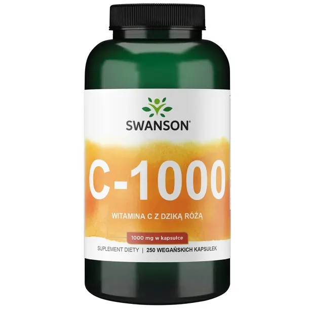 SWANSON WITAMINA C 1000 Z DZIKĄ RÓŻĄ 250 kaps ODPORNOŚĆ Kwas L-Askorbinowy