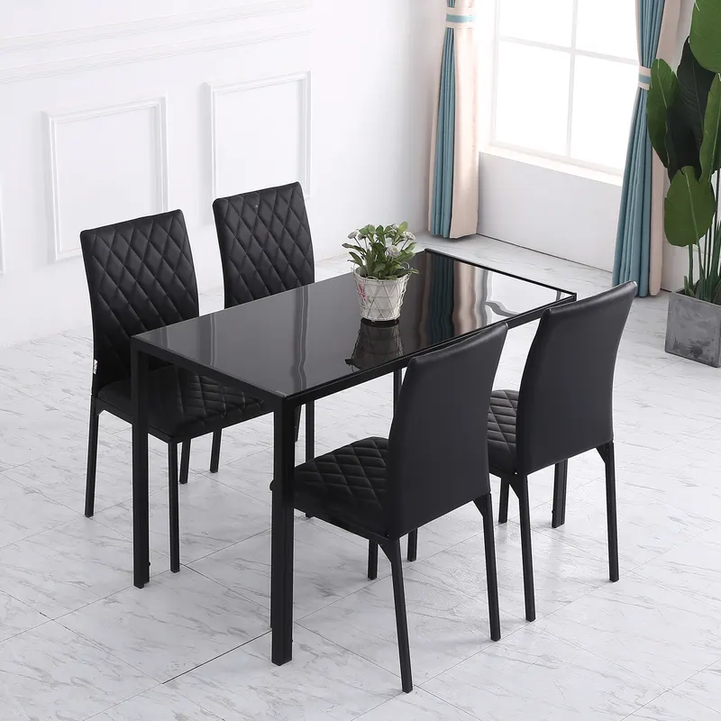 HOMCOM Zestaw 4 krzeseł do jadalni / kuchennych, 41 cm × 50 cm × 91 cm, czarne