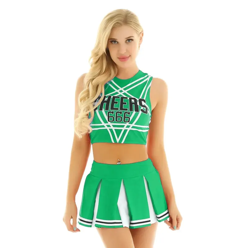 Strój cheerleaderki - Zielony XL