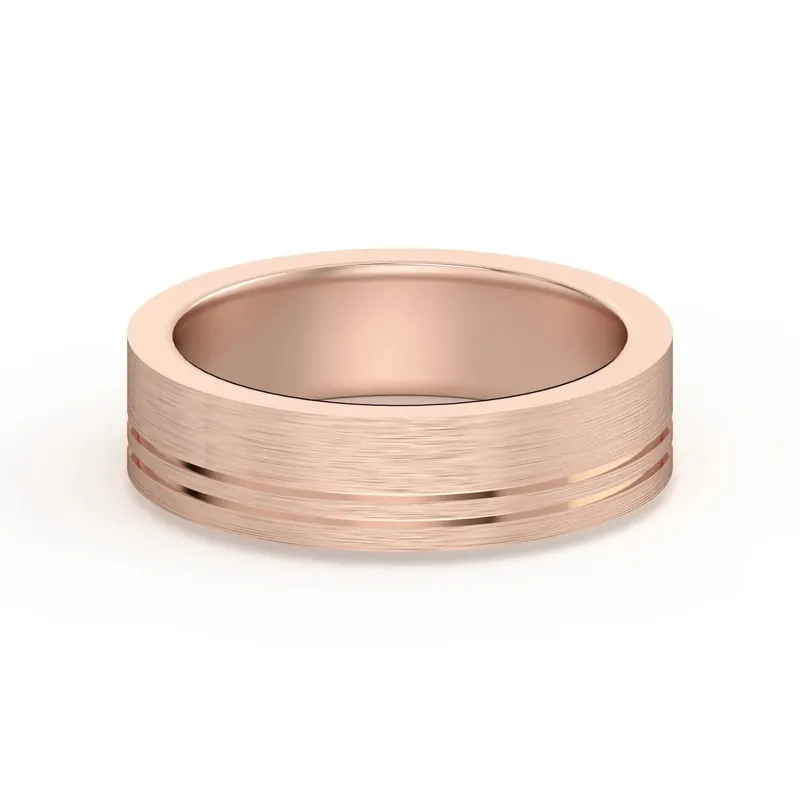 Double Lined Flat Obrączka Ślubna 585 Różowe Złoto (14K) 5 MM