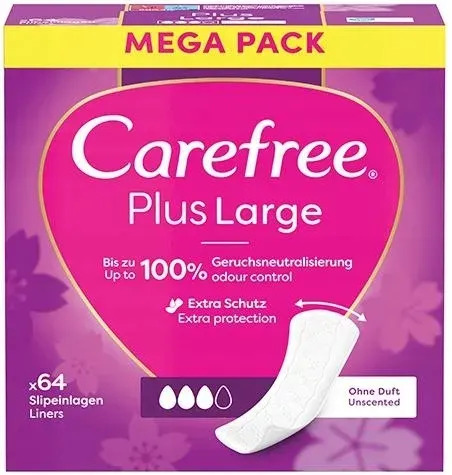 CAREFREE Plus Large wkładki higieniczne Unscented 64szt