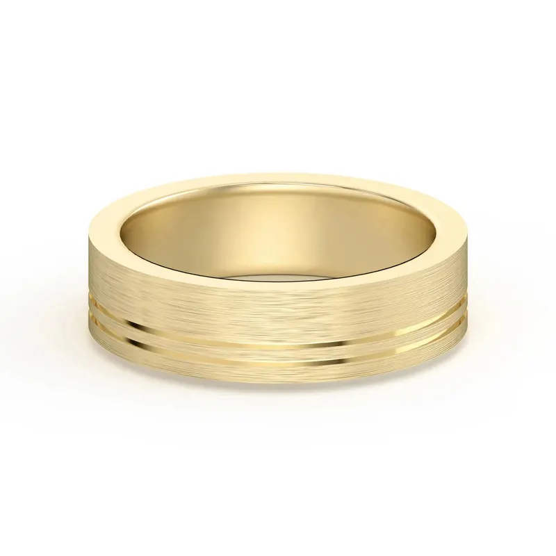 Double Lined Flat Obrączka Ślubna 585 Żółte Złoto (14K) 5 MM
