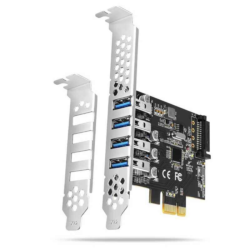 AXAGON PCEU-43RS Kontroler PCIe 4x port USB 3.2 GEN 1, UASP, chipset Renesas, 15-pin SATA zasilacz, dual power