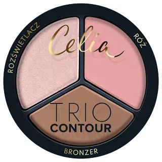 Celia Trio Contour zestaw do konturowania twarzy w pudrze 03 z bronzerem, różem i rozświetlaczem