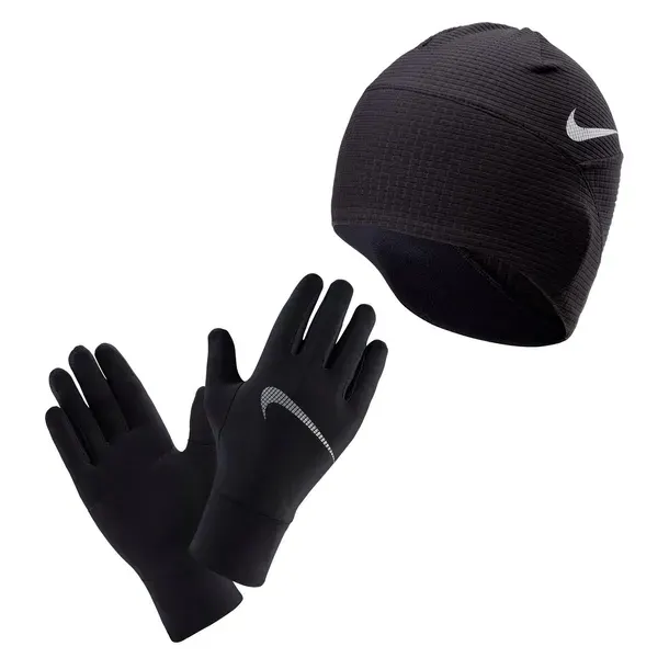 Zestaw do biegania Nike czapka + rękawiczki 0595.082 czarny M/L