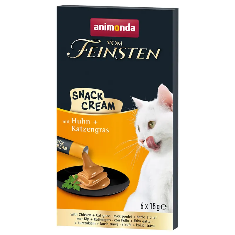 Animonda Vom Feinsten, pasta dla kota - 6 x 15 g, kurczak i trawa dla kota