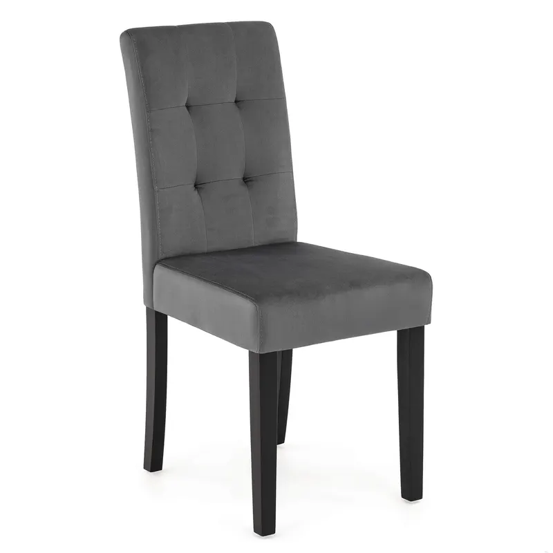 Krzesło tapicerowane drewniane MY8683 szary welur nogi czarne | OUTLET