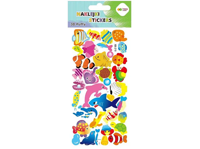 Naklejki HAPPY COLOR 3D PUFFY Colorful Fishes 9.5x22 cm Wielokolorowy