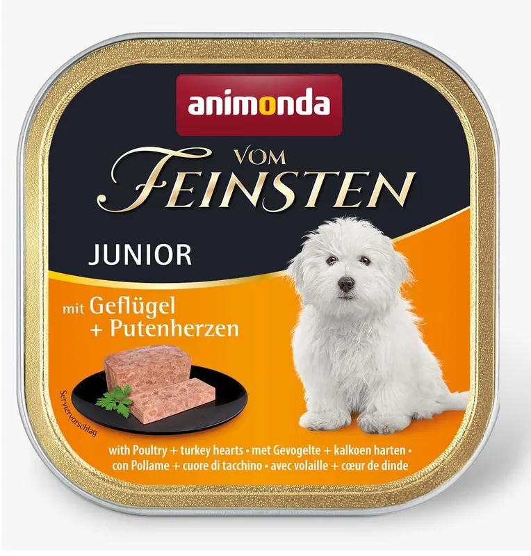 ANIMONDA Vom Feinsten Junior Drób i serca indyka  - mokra karma dla psa - 150g