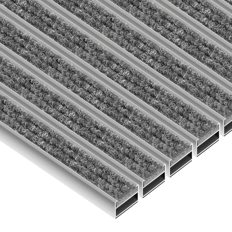 Wycieraczka aluminiowa na wymiar wkład tekstylny - Clean Ryps 12 mm szary