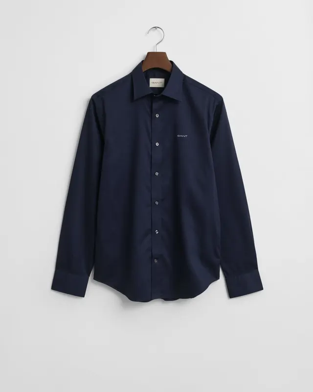 Gant Satynowa Koszula Męska Regular Fit Granatowa