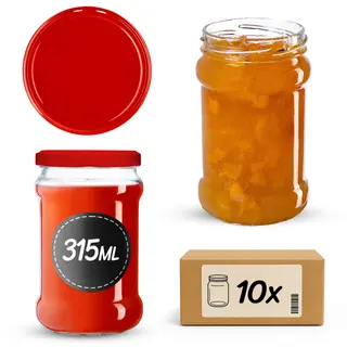 Słoiki na przetwory Seno 315ml 10szt fi 66 mm + wieczka czerwone