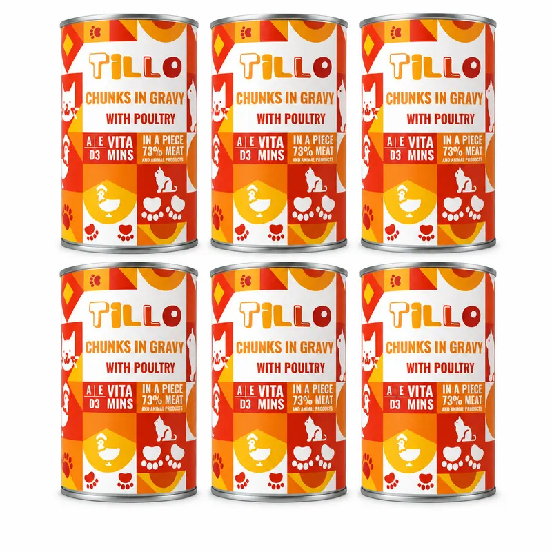 TILLO Kawałki w sosie Drób - mokra karma dla kota - 6x415g