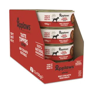 Applaws Taste Toppers Natural Stew, 12 x 156 g - Wołowina z warzywami