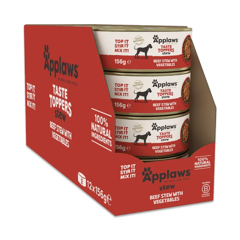 Applaws Taste Toppers Natural Stew, 12 x 156 g - Wołowina z warzywami