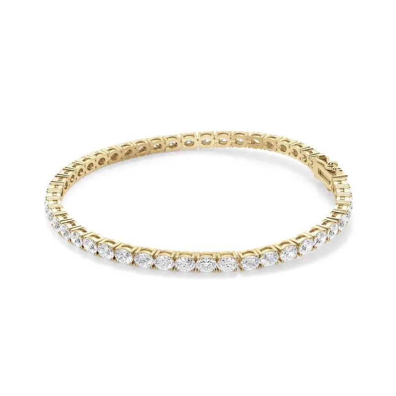 4 Prong Owalna Tenisowa Bransoletka s Laboratoryjnym Diamentem 7,00 krt z żółtego złota pr. 14K (585)