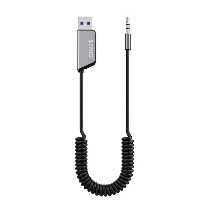 Savio Adapter transmiter AUX z bluetooth 5.3, funkcja zestawu głośnomówiącego, TR-16