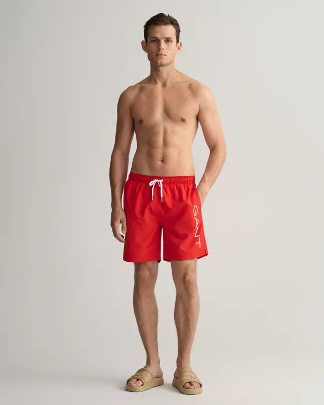 Gant Szorty Kąpielowe Męskie Z Nadrukiem Regular Fit Czerwone