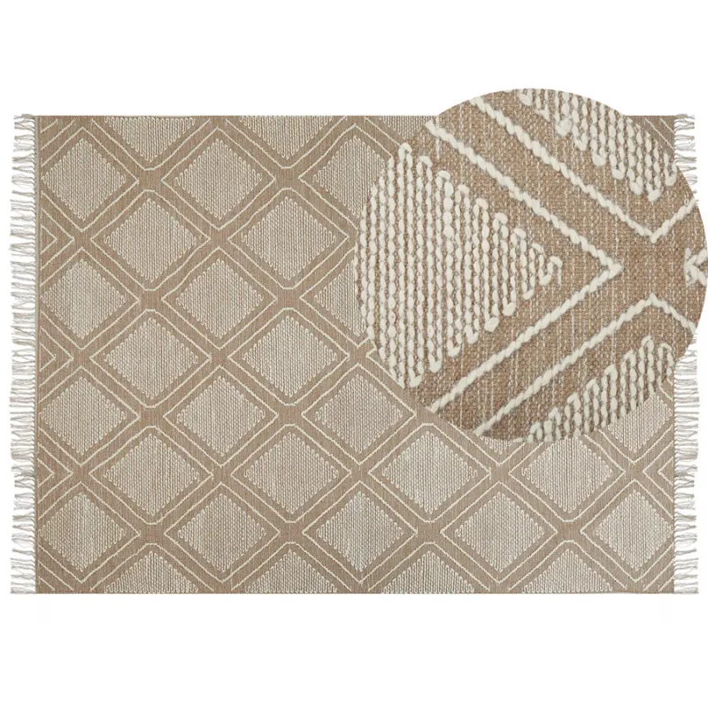 Dywan bawełniany 160 x 230 cm biało-beżowy kacem