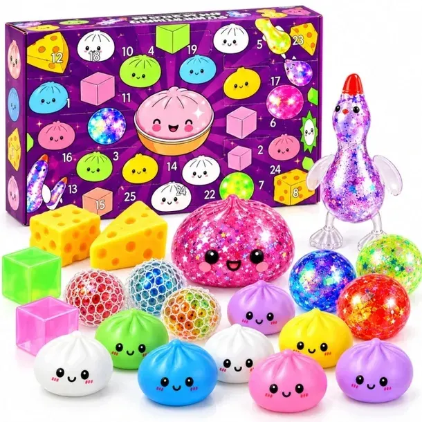 Kalendarz Adwentowy Gniotki Squishy 24 Dniowy Zestaw Prezent Świąteczny