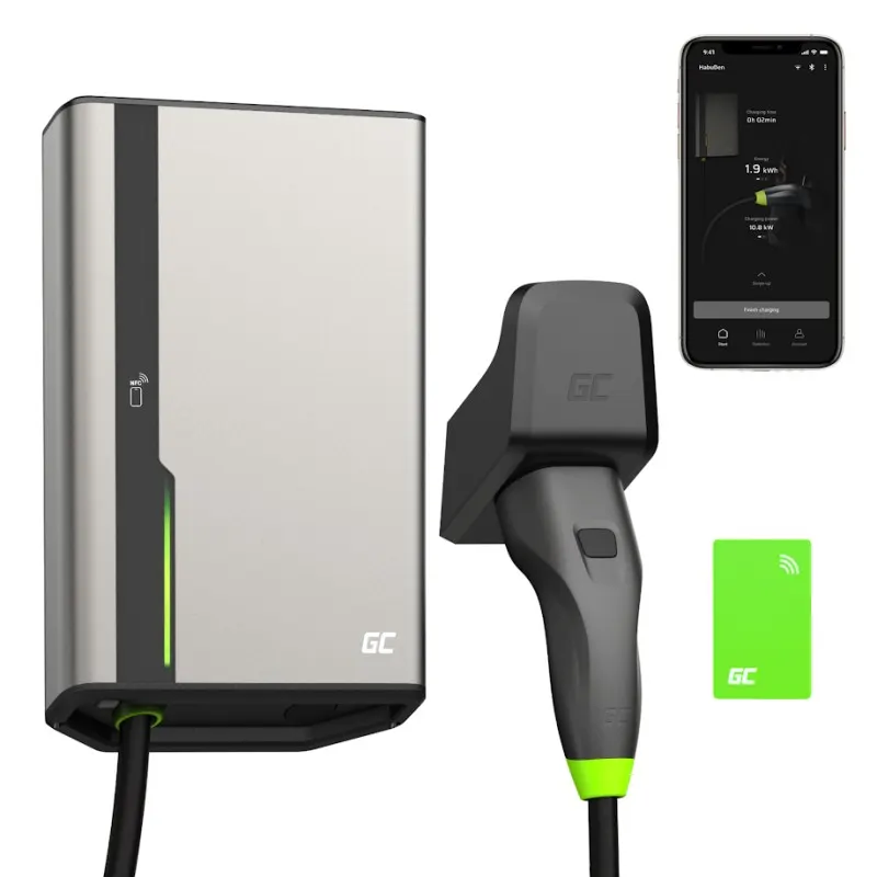 Green Cell Stacja ładująca HabuDen Wallbox 22kW 32A z NFC/RFID Kabel 7,5m Typ 2