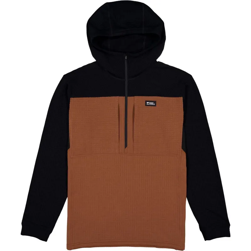 Mons Royale Offgrid Merino Fleece 1/2 Zip Long Sleeve, bluza polarowa, męska, brązowy/czarny