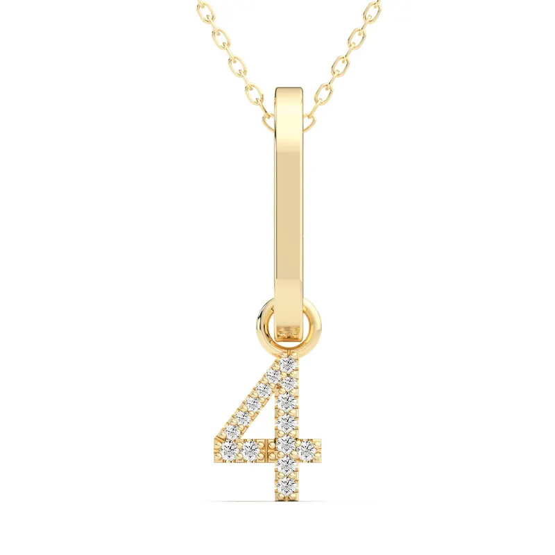 Wisiorek Numer "4" Laboratoryjny Diament 585 Żółte Złoto (14K)
