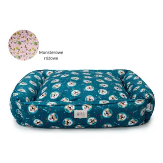 Legowisko Psiokąt Hevea Psie Historie ART 60x60 (Monsterowe Różowe)