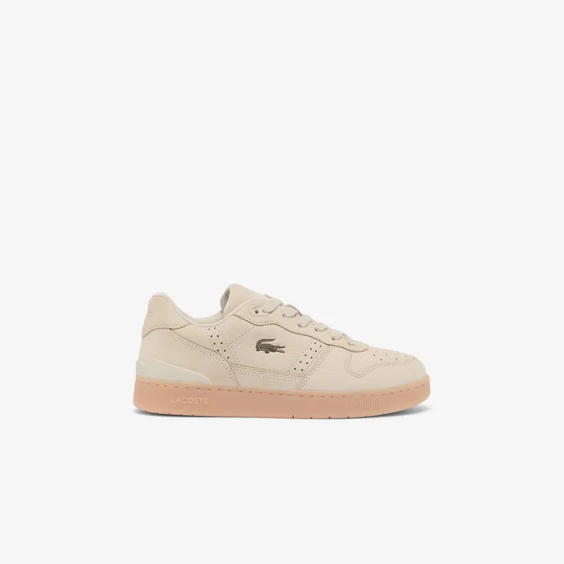 Lacoste Damskie Skórzane Sneakersy T-Clip Set Kremowe Biały