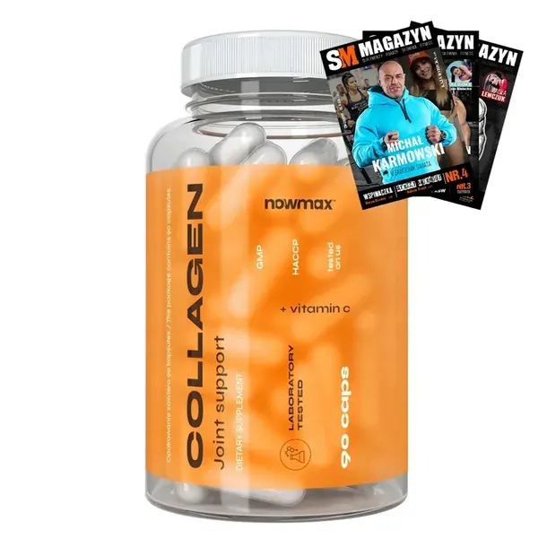 nowmax COLLAGEN KOLAGEN NA STAWY SKÓRA WŁOSY 90kaps 1200mg KWAS HIALURONOWY