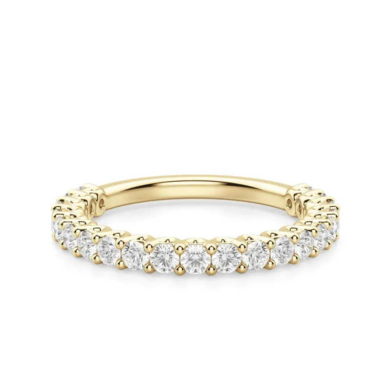 Obrączka Ślubna Half Eternity Scallop Set z Okrągłymi Kamieniami 2.00 mm Laboratoryjny Diament 585 Żółte Złoto (14K)