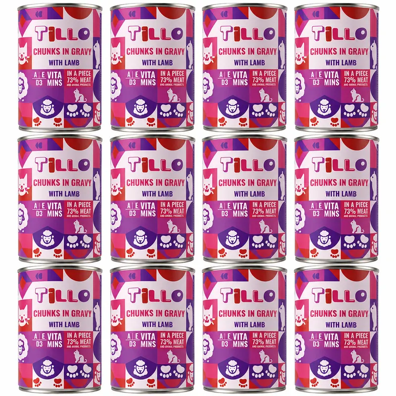 TILLO Kawałki w sosie Jagnięcina - mokra karma dla kota - 12x415g