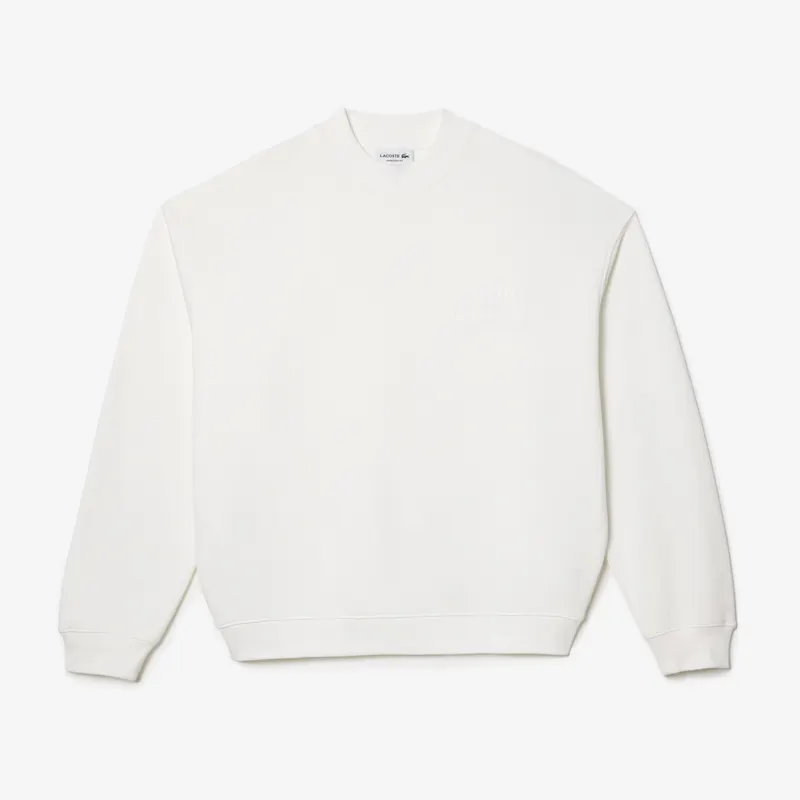 Lacoste Oversize Embroidered Cotton Sweatshirt Męskie Beżowy