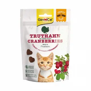 GIMCAT Crunchy Snacks Indyk z żurawiną – przysmak dla kota – 50g