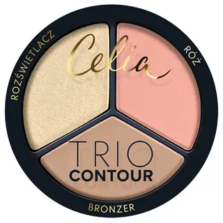 Celia Trio Contour zestaw do konturowania twarzy w pudrze 02 z bronzerem, różem i rozświetlaczem