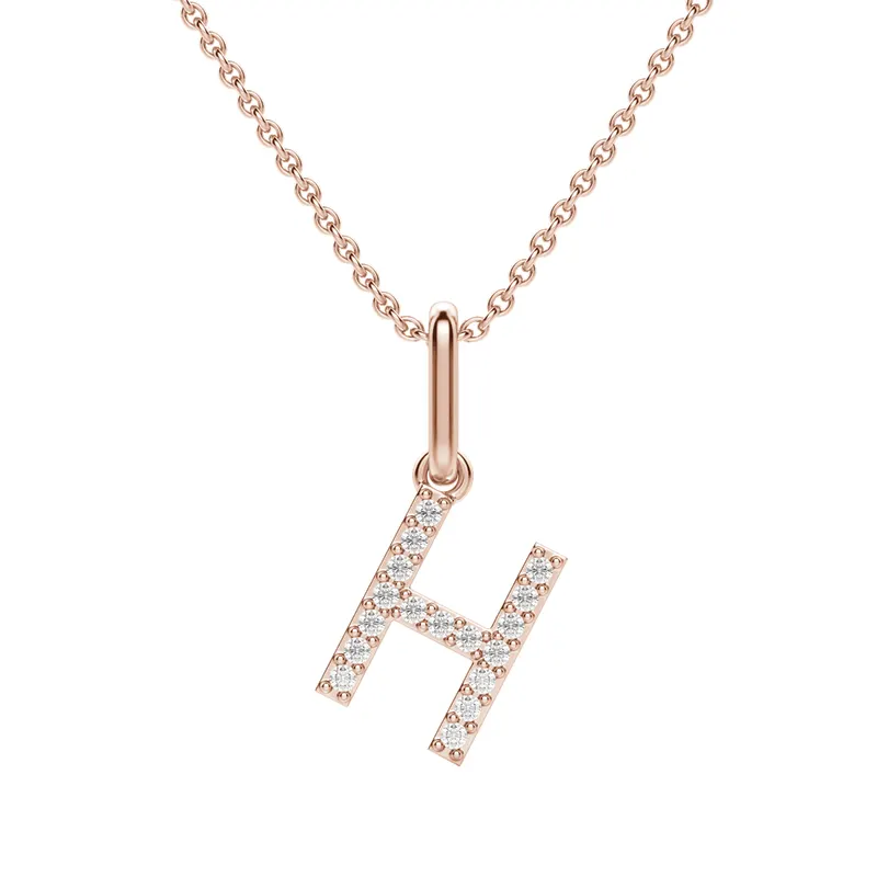 Wisiorek Litera "H" Laboratoryjny Diament 585 Różowe Złoto (14K)