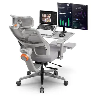 NOWOŚĆTRAL MagicH-BPro Ergonomiczne krzesło z podnóżkiem, szare