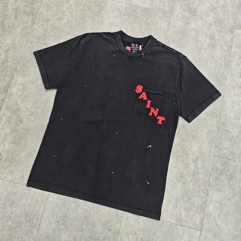 Yao Fashion Saint OF Michael 25SS High Quality 1:1 Casual Streetwear Foam Print Tee Tops Cotton Oversize Vintage T Shirt For Men