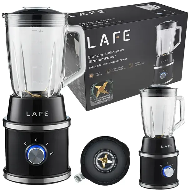 Blender Kielichowy Szklany DO KOKTAJLI Titanium Power 1300W Kruszy Lód 1,5L