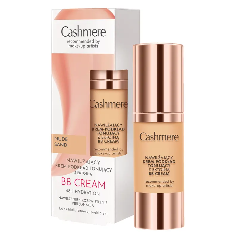 Cashmere BB nawilżający krem-podkład tonujący z ektoiną Nude Sand z kwasem hialuronowym, prebiotykami i witaminą E 30 ml