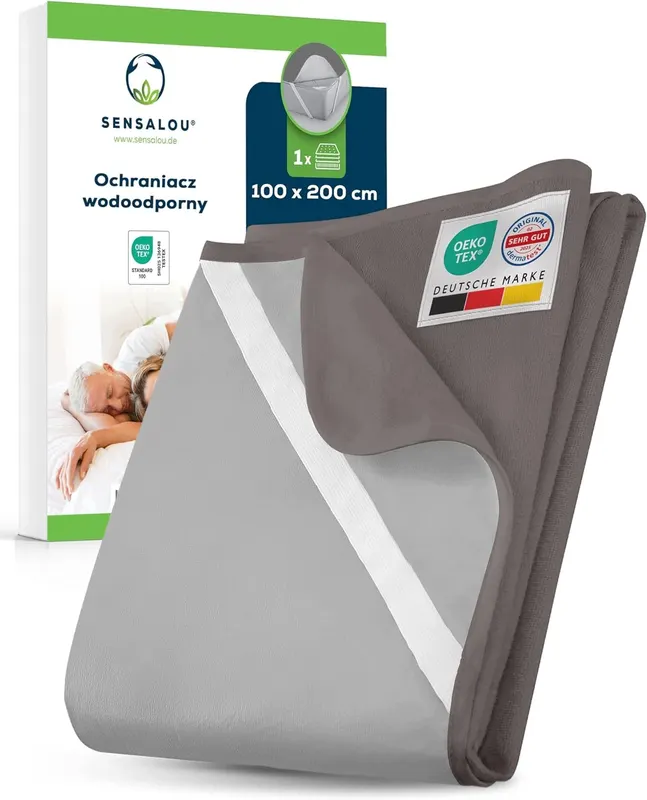 Pokrowiec na materac 100x200 cm szary wodoodporny frotte bezszelestny