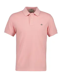 Gant Bawełniana Męska Koszulka Polo Z Krótkim Rękawem Slim Fit Różowa