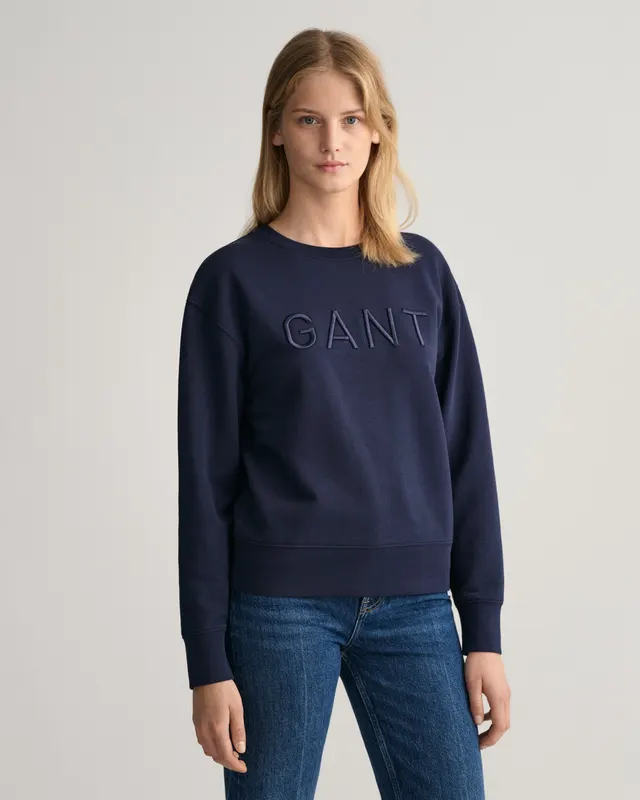 Gant Bluza Damska Z Nadrukiem I Okrągłym Kołnierzykiem Relaxed Fit