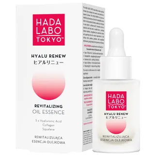 Hada Labo Tokyo Hyalu Renew rewitalizująca esencja olejkowa do twarzy z 5 formami kwasu hialuronowego, skwalanem, kolagenem i gluco-oligosacharydem 30 ml