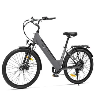Touroll J2 ST Rower elektryczny miejski – 100 km, niska rama, amortyzator przedni, komfortowa jazda na co dzień - Szary