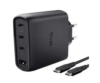 Trust Ładowarka czarna MAXO GaN 65W 3xUSB-C 1xUSB-A