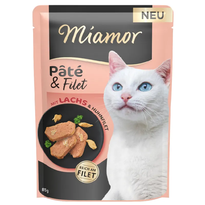 Miamor Pâté & Filet, 10 x 85 g - Łosoś