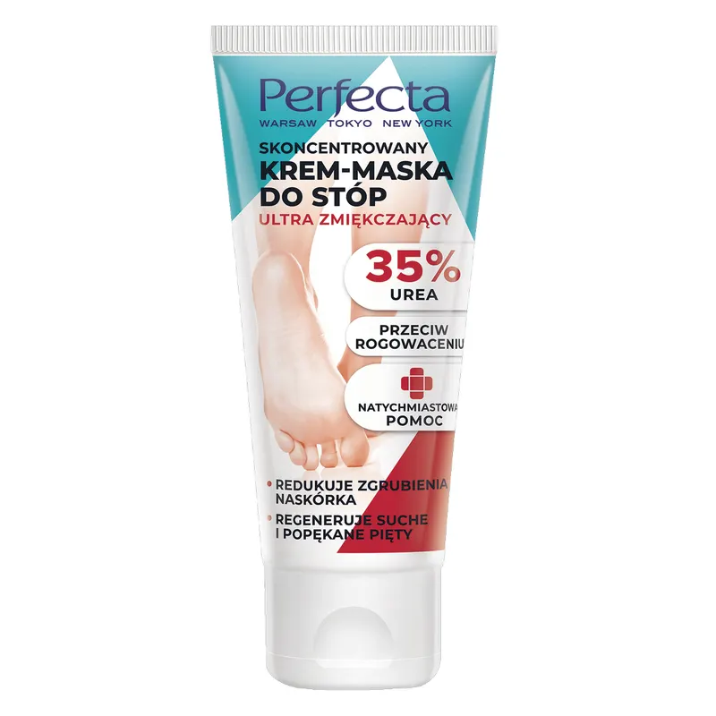 Perfecta skoncentrowany krem maska do stóp ultra zmiękczający 35% urea z mocznikiem, olejem rycynowym, gliceryną i ekstraktem z eukaliptusa 80 ml